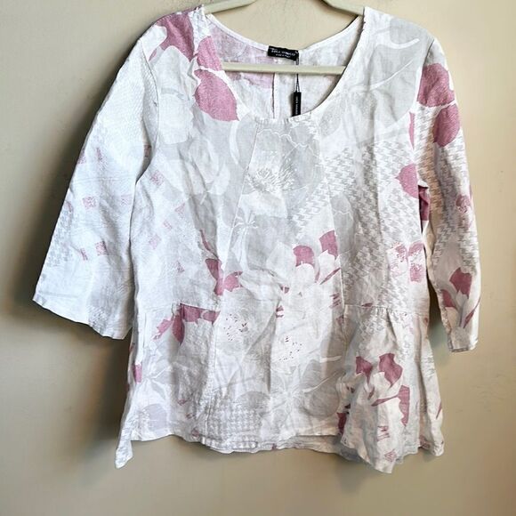 Luca Vanucci Linen Floral Top L - Picture 1 of 6